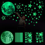 435pcs 3D Luminous Wall Paper Sticker Night Glow Moon Star Theme Wall Decoration Sticker Fluorescent Wall Sticker, Ceiling Decoration for Kids Room, Starry Bedroom, Living Room