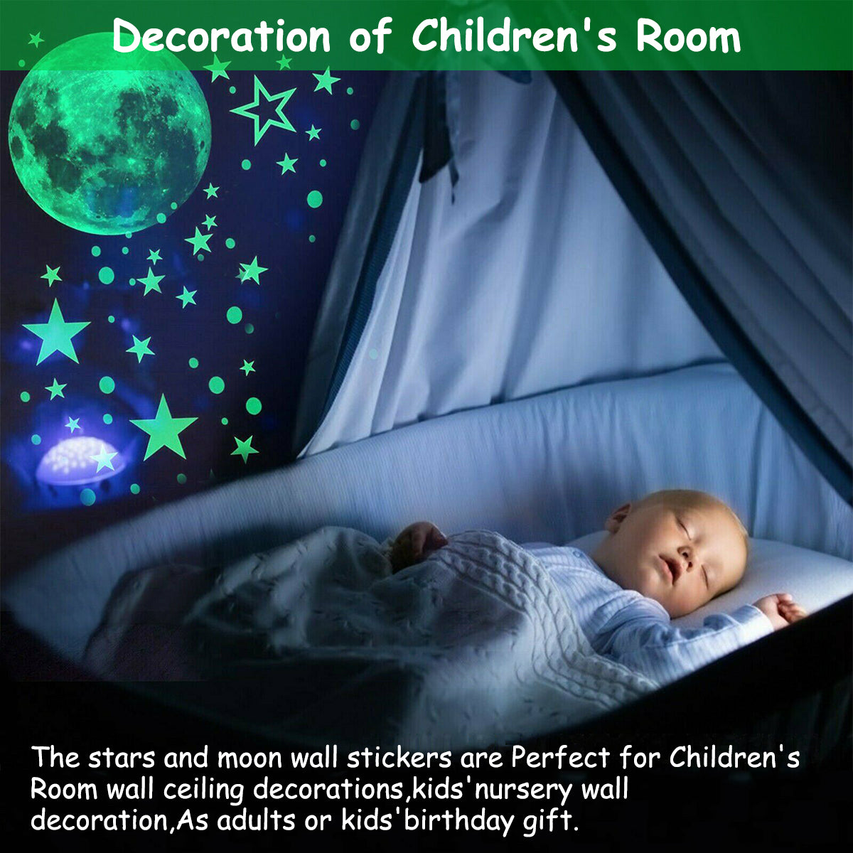 435pcs 3D Luminous Wall Paper Sticker Night Glow Moon Star Theme Wall Decoration Sticker Fluorescent Wall Sticker, Ceiling Decoration for Kids Room, Starry Bedroom, Living Room