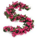 Artificial Rose Flowers Vine Garland, 1.8m Fake Artificial Flower Hanging Rose Ivy Flowers Garland Ornament for Door, Room, Garden, Wedding Decroation, Rose red