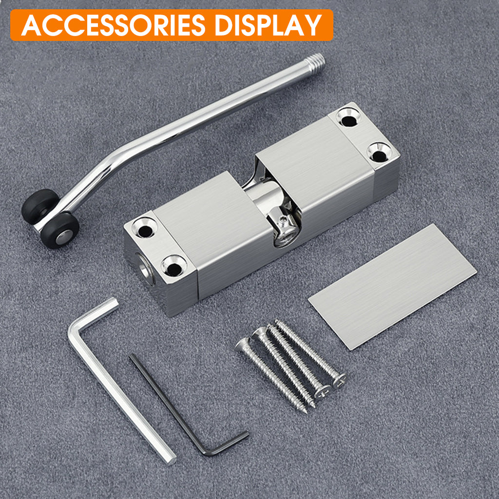 Door Closer, Zinc Alloy Automatic Safety Spring Door Closer, Adjustable Closing Door Hinge, Quiet Door Closer for Wooden Door, Metal Door, Security Door, Weight Up to 30 Kgs (Silver)