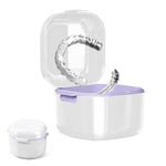HASTHIP® Denture Case, Denture Bath Case Cup Box Holder Storage Soak Container with Strainer Basket for Travel, Retainer Cleaning, White