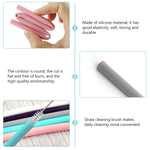 5Pcs Reusable Silicone Straws, 9.8inch Portable Straws Extra Long Flexible Kids/Toddlers Straws for 20 oz 30 oz Water Glasses with Cloth Bag and Cleaning Brush