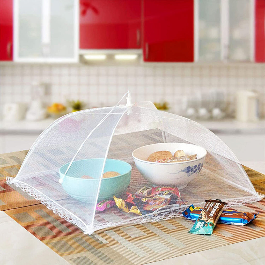 4 Pack Food Cover Tents, 17 inch Pop-Up Mesh Food Covers Tent Umbrella, Reusable and Collapsible Screen Net Protectors for Outdoors Parties Picnics BBQs Keep Out Flies Bugs Mosquitoes