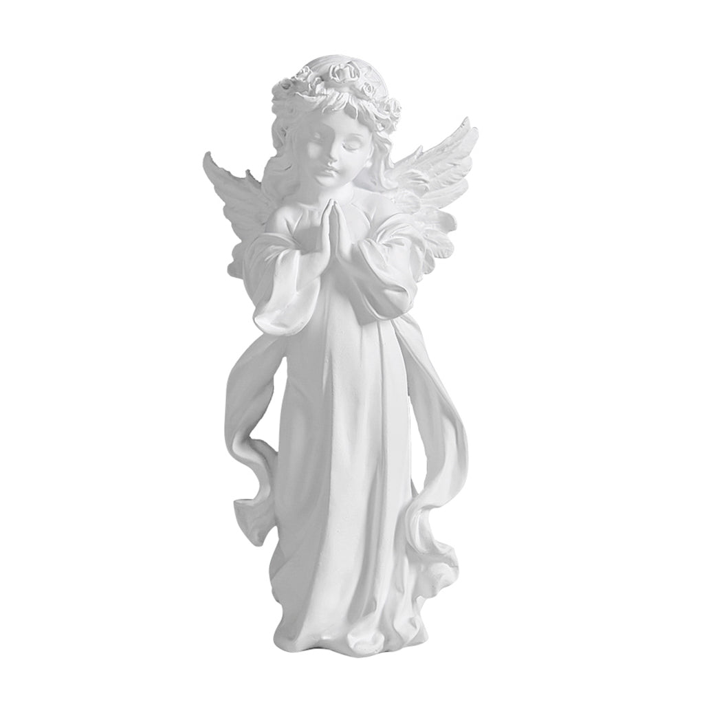 Praying Girl Angel Statue, Memorial Resin Wings Cherubs Sculpture for Decoration, Living Room, Shelf, Mantel, Home Decor Ornament, Perfect for Gifting, 3.54 * 7.48 Inches