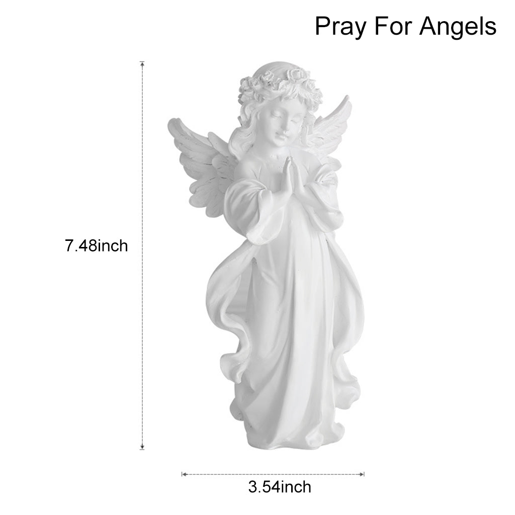 Praying Girl Angel Statue, Memorial Resin Wings Cherubs Sculpture for Decoration, Living Room, Shelf, Mantel, Home Decor Ornament, Perfect for Gifting, 3.54 * 7.48 Inches