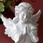 Praying Girl Angel Statue, Memorial Resin Wings Cherubs Sculpture for Decoration, Living Room, Shelf, Mantel, Home Decor Ornament, Perfect for Gifting, 3.54 * 7.48 Inches