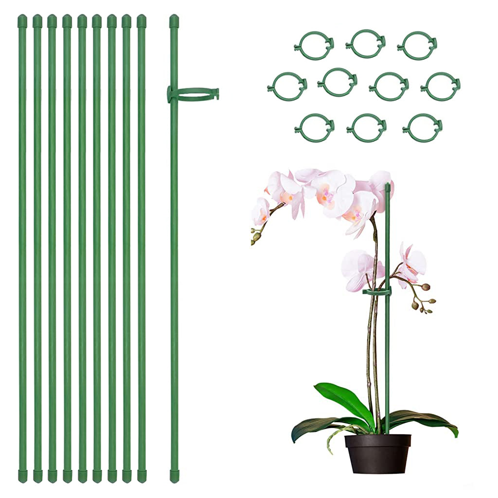 HASTHIP® 10pcs Plant Stakes Suport, Reusable Palstic 45cm Plant Stake Flower Support Stake Rings, Adjustable Plant Support Sticks for Phalaenopsis Orchid Single Stem Flowers Amaryllis Peony Lily
