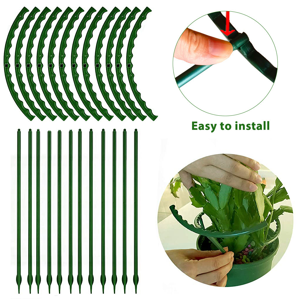 12Pcs Plant Support Plant Stake Plant Support Stake Connectable Garden Flower Support Plant Support Stakes for Tomato, Hydrangea, Indoor Plants, 5.7" Wide*9.8" Height