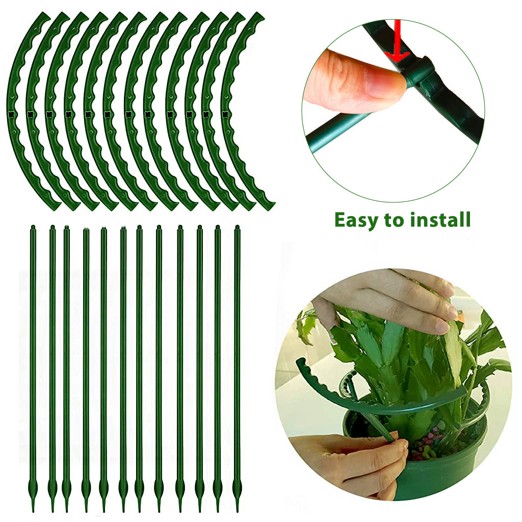HASTHIP® 12Pcs Plant Support Plant Stake Plant Support Stake Connectable Garden Flower Support Plant Support Stakes for Tomato, Hydrangea, Indoor Plants, 5.7" Wide*9.8" Height