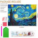 Diamond Painting Kit, 5D Diamond Painting Kit, The Starry Night by Master Van Gogh, Rhinestone Extremely Shiny Diamond Painting Art, Abstract Style Room Decoration (30cm x 40cm)