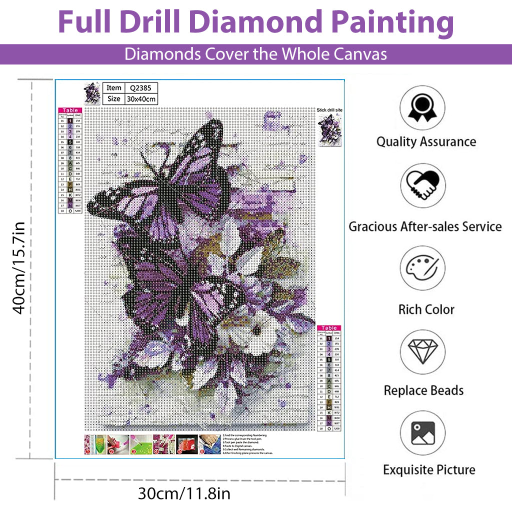 HASTHIP® Diamond Painting Kit, 5D Diamond Painting Kit for Adults & Kids, 12x16inch DIY 5D Round Full Drill Butterfly Diamond Art, Very Suitable for Home Leisure and Wall Decoration