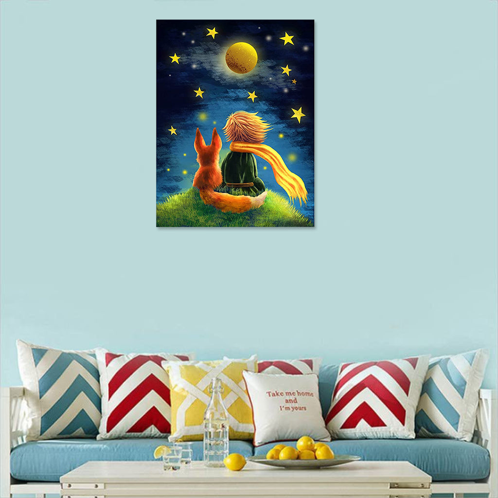 Diamond Painting Kit, 12x16inch The Little Prince and Wolf 5D Diamond Painting Kit for Adults & Kids, Very Suitable for Home Leisure and Wall Decoration, Gift for Kids and Adults