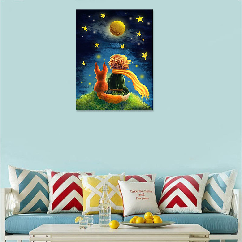 HASTHIP® Diamond Painting Kit, 12x16inch The Little Prince and Wolf 5D Diamond Painting Kit for Adults & Kids, Very Suitable for Home Leisure and Wall Decoration, Gift for Kids and Adults