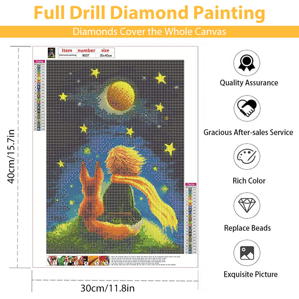 Diamond Painting Kit, 12x16inch The Little Prince and Wolf 5D Diamond Painting Kit for Adults & Kids, Very Suitable for Home Leisure and Wall Decoration, Gift for Kids and Adults