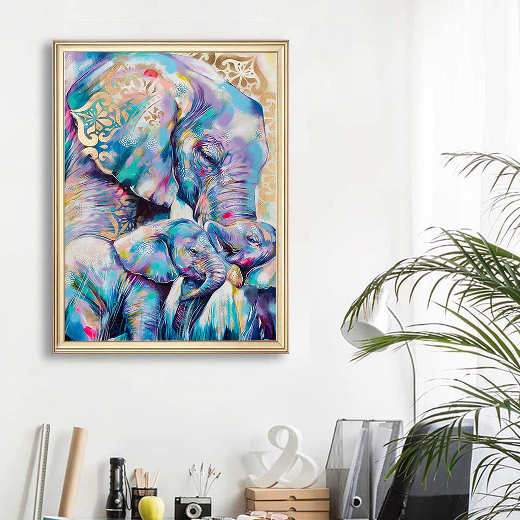 Elephant Diamond Painting Kit with Round Diamonds, 5D Diamond Painting Kit for Adults & Kids, 30 X 40cm Full Drill Elephant Gem Art Painting Kit for Home Wall Decor Gifts (12x16inch)