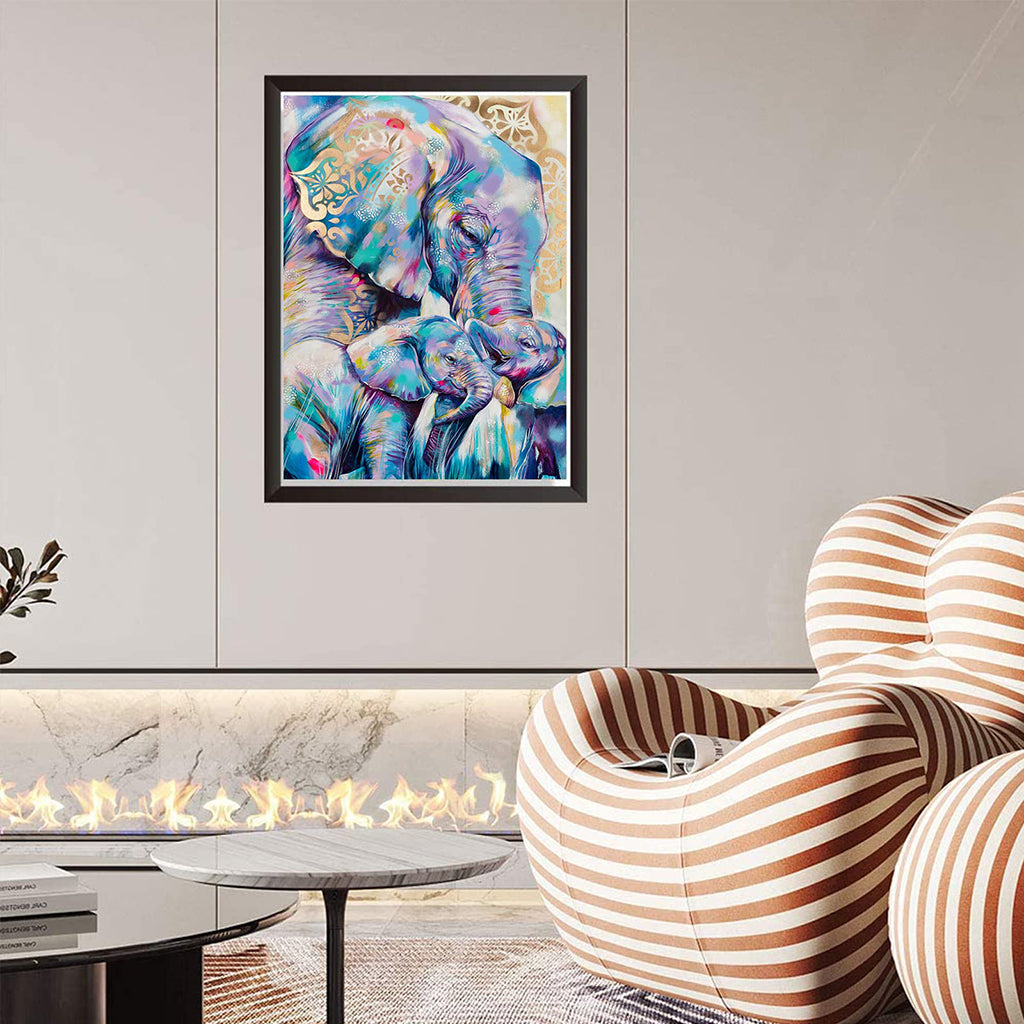 Elephant Diamond Painting Kit with Round Diamonds, 5D Diamond Painting Kit for Adults & Kids, 30 X 40cm Full Drill Elephant Gem Art Painting Kit for Home Wall Decor Gifts (12x16inch)