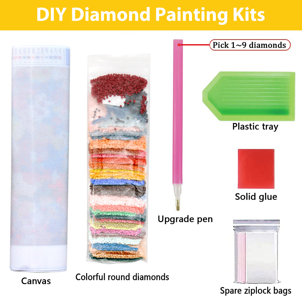 Diamond Painting Kit for Adults & Kids, 12x16inch DIY Canvas Flowers Painting Kits, Very Suitable for Home Leisure and Wall Decoration, Gift for Kids and Adults