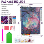 Diamond Painting Kit, 30 * 40cm Bright Moon Diamond Painting Kits, 5D Diamond Painting Kit for Adults & Kids, Art Wall Hangings Super Moon Night Scene for Home Wall Decor