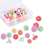 30PCS Flower Thumb Tacks, Decorative Daisy Push Pins Creative Thumbtacks for Photo Wall, Feature Wall, Whiteboard, Cork Board, Map, Bulletin Board, Office or Home