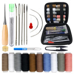 Leather Sewing Kit, 47 Pieces Upholstery Repair Sewing Kit with Sewing Awl, Seam Ripper, Leather Hand Sewing Stitching Needles, Sewing Thread for Car, Sofa, Backpack, Shoe, Craft DIY