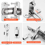 2 Pcs Cupboard Lock Stainless Steel 90° Door Buckle Bolt Barn Door Lock Right Angle Latches Bar Latch Safety Door Lock for Door, Fence, Cabinet, Chicken Coop, 2.4 inch