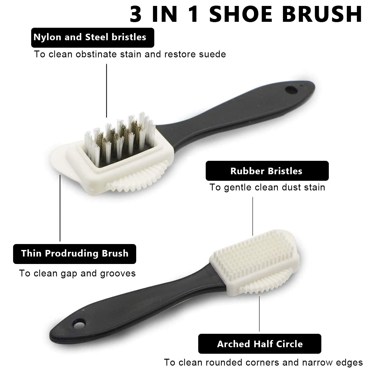 3 in 1 Suede Shoe Cleaner Brush, Cleaner for Suede Boots, Cleaning & Refreshing Brush for Suede Leather Products with Brass & Nylon Bristles