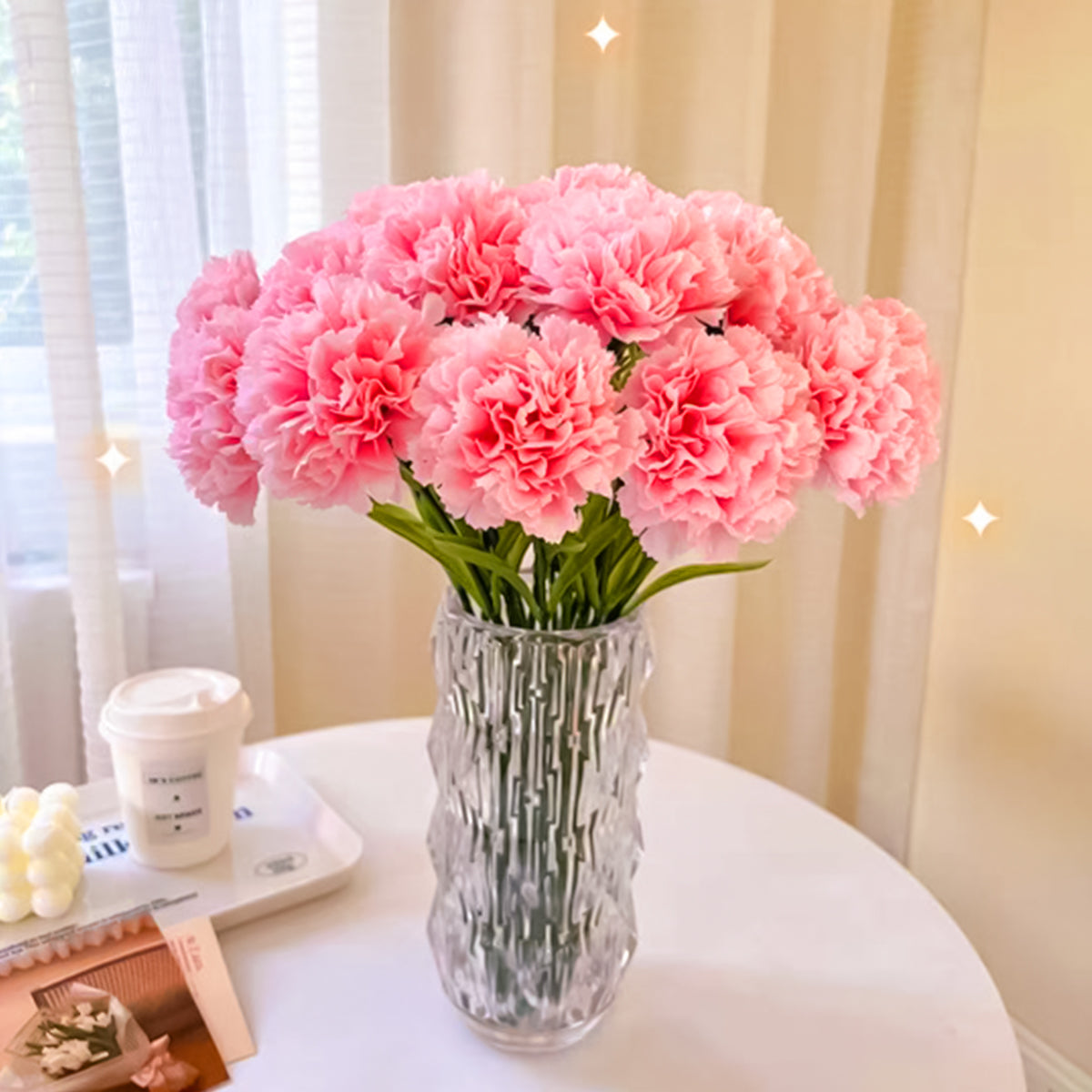 Artificial Decorative Carnation Flower Bunches, Simulation Carnation Flower for Home Decor, Room Decorations, Living Room Table, Diwali Decoration Plants Festival Decoration