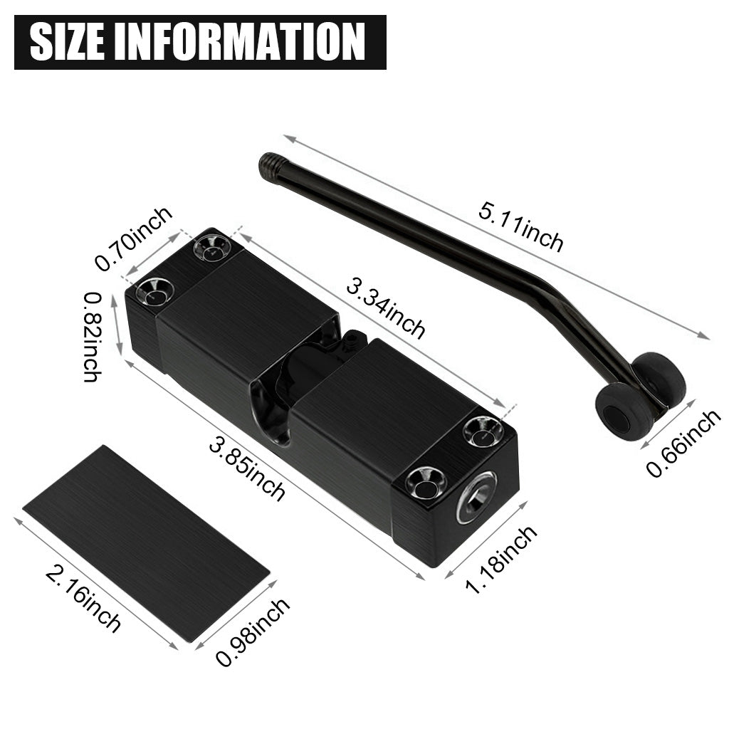 Door Closer Automatic Aluminum Alloy Safety Spring Door Closer, Adjustable Closing Door Hinge Quiet Door Closer for Wooden Door, Metal Door, Security Door, Weight Up to 30 Kgs (Black)