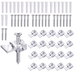 20 Pack Mirror Holder Clips Kit Clear Plastic Mirror Clip Holder Mirror Hanging Kit Mirror Holder Bracket Clip for Fixing Mirror on Flat Surface Screw Mounted Mirror Clip Mirror Mount Clip