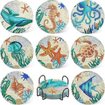 8 Pcs Diamond Painting Coasters Kits, Exquisite Diamond Painting Coasters with Holder, DIY Diamond Art Coasters and Crafts for Adults Kids, Style B