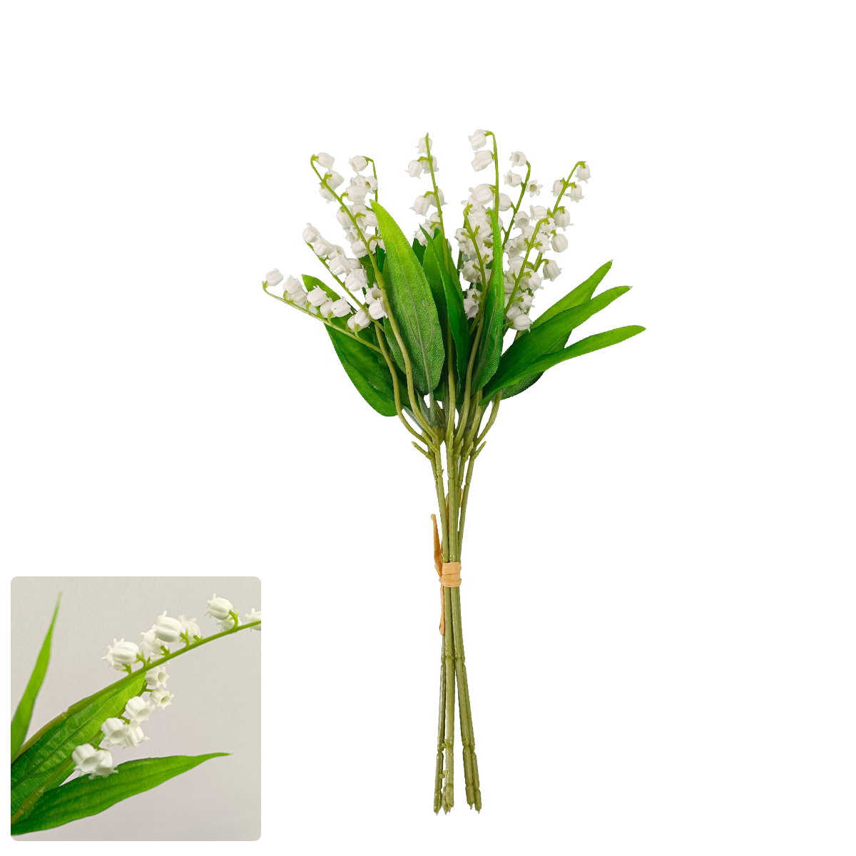 6 Bundles Artificial Flowers, Lily of The Valley Flowers Plant Faux While Flowers Wind Chime Orchid Holding Bouquet Outdoor Bridal Wedding Bouquet for Home Garden Party Decoration