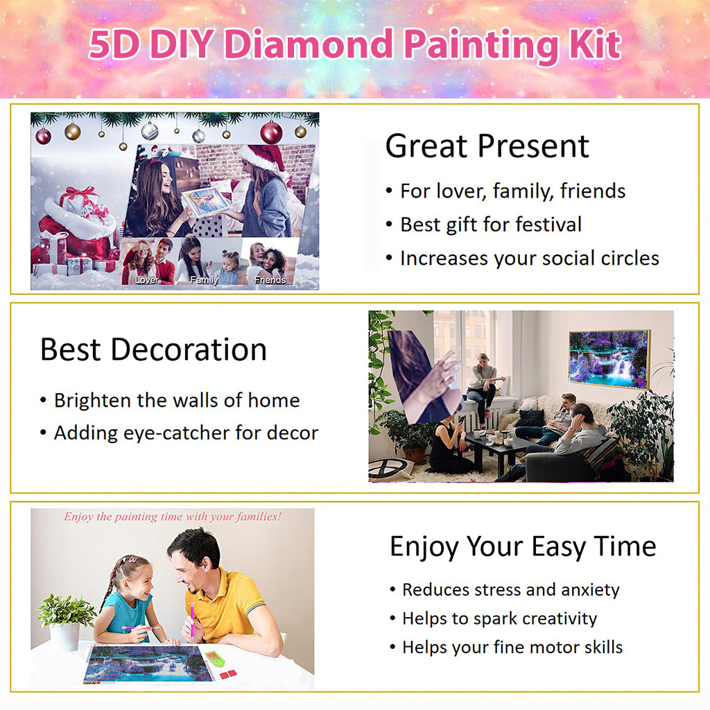 5D Diamond Painting Kit, 27.5 X 15.7inch Large Size Waterfall Diamond Painting Kits for Adults, Art Diamond Painting for Home Wall Decor