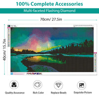 HASTHIP® 5D Diamond Painting Kit, 27.5 X 15.7inch Large Size Aurora Lake Diamond Painting Kits for Adults, DIY Full Drill Crystal Rhinestone Arts and Crafts, Art Diamond Painting for Home Wall Decor