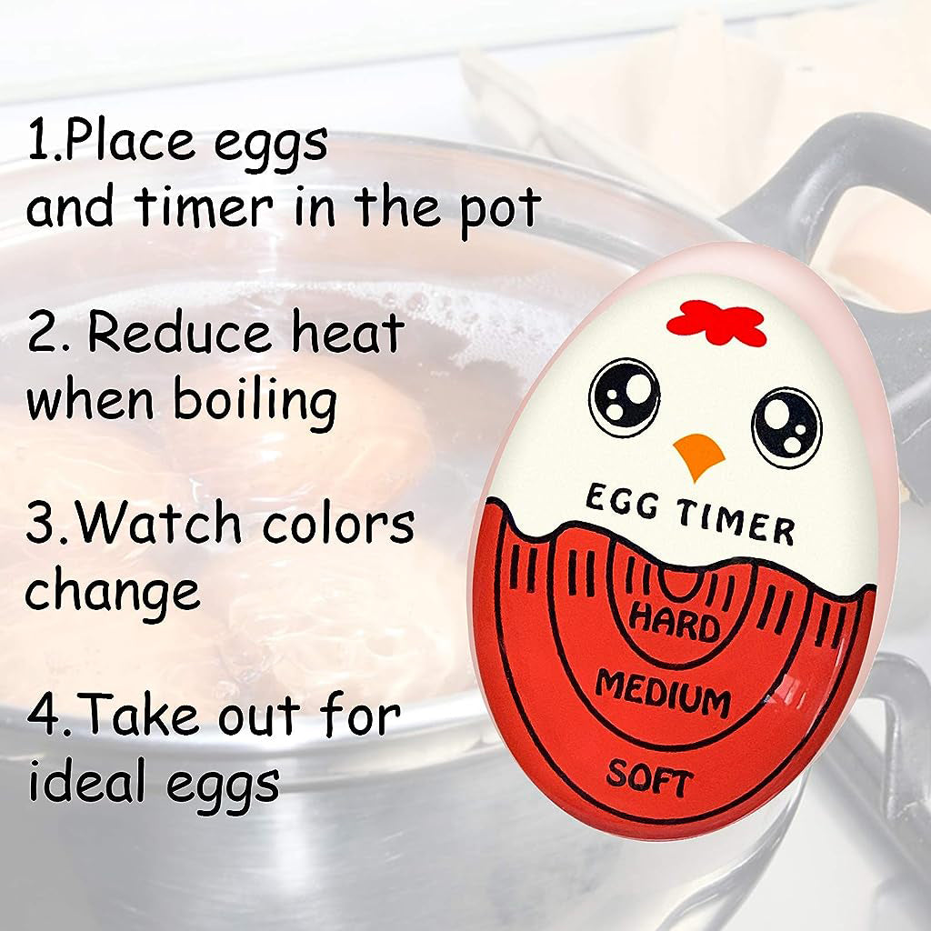 Kitchen Time Egg Timer for Boiling Eggs Heat Resistant Egg Timer Safe Color Changing Egg Timer Indicate Doneness Levels, Soft-Boiled, Medium-Boiled, and Hard-Boiled