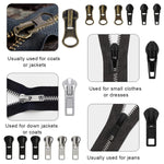 HASTHIP® Zipper Repair Kit Includes 12pcs Replacement Metal Zipper Sliders Puller, Zipper Head Bottom Stop and Top Stops, Universal for Repairing Coat, Jacket, Bag