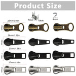 HASTHIP® Zipper Repair Kit Includes 12pcs Replacement Metal Zipper Sliders Puller, Zipper Head Bottom Stop and Top Stops, Universal for Repairing Coat, Jacket, Bag