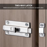 Stainless Steel Door Lock Sliding Latch with Screws Heavy Duty Security Slide Lock for Door, Window, Cabin, Chicken Coop, Barn (2 Pcs, Silver)