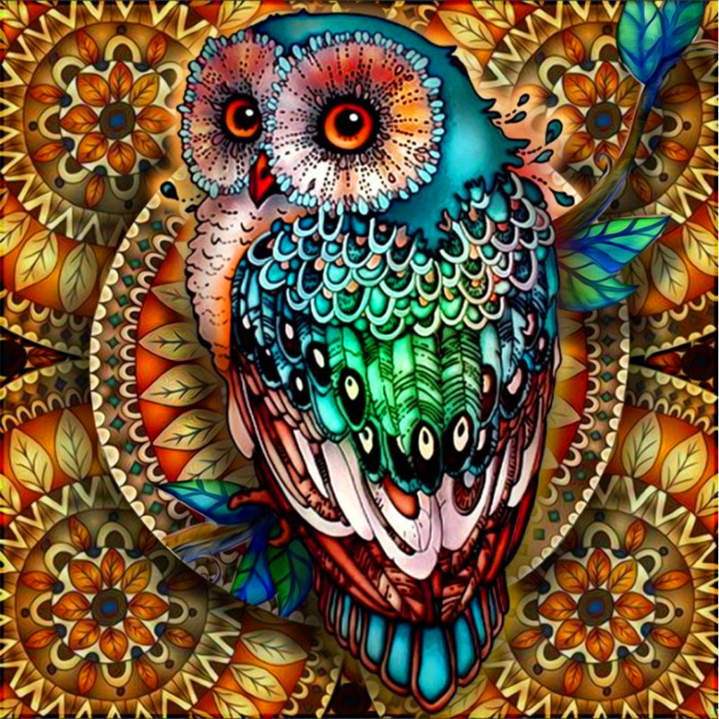 Diamond Painting Kit, 5D Diamond Painting Kit for Adults & Kids, 30 * 30cm Owl Full Drill Rhinestone Embroidery Cross Stitch Pictures Arts Craft for Home Wall Decor (Mandala)