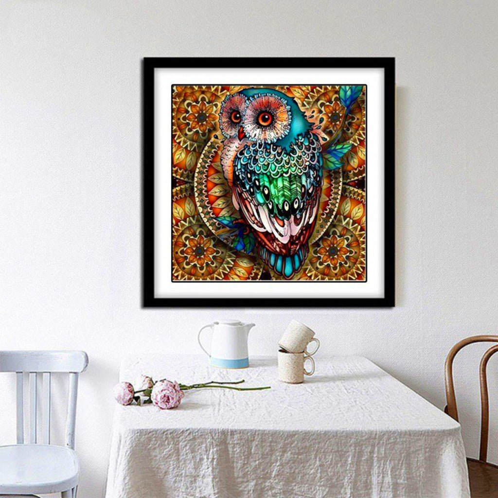 Diamond Painting Kit, 5D Diamond Painting Kit for Adults & Kids, 30 * 30cm Owl Full Drill Rhinestone Embroidery Cross Stitch Pictures Arts Craft for Home Wall Decor (Mandala)