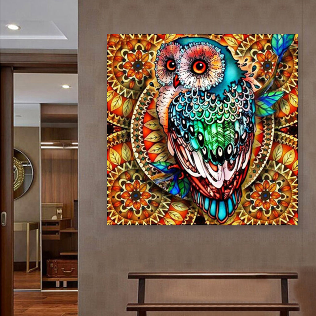 Diamond Painting Kit, 5D Diamond Painting Kit for Adults & Kids, 30 * 30cm Owl Full Drill Rhinestone Embroidery Cross Stitch Pictures Arts Craft for Home Wall Decor (Mandala)