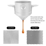 Filter Coffee Maker with Bottom Cup Double Mesh Pour Over Coffee Filter Food Grade Stainless Steel & Plastic Coffee Dripper 100% Paperless Foldable Fit Most Cup Keep Coffee Flavour Easy Clean