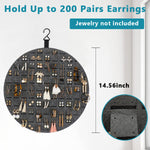 Earrings Organizer Hanging Earrings Holder Hanger Wall Mount Soft Felt Round Earring Stand for Display Jewelry Organizer - Hold up to 200 Pairs Earrings, Dark Grey