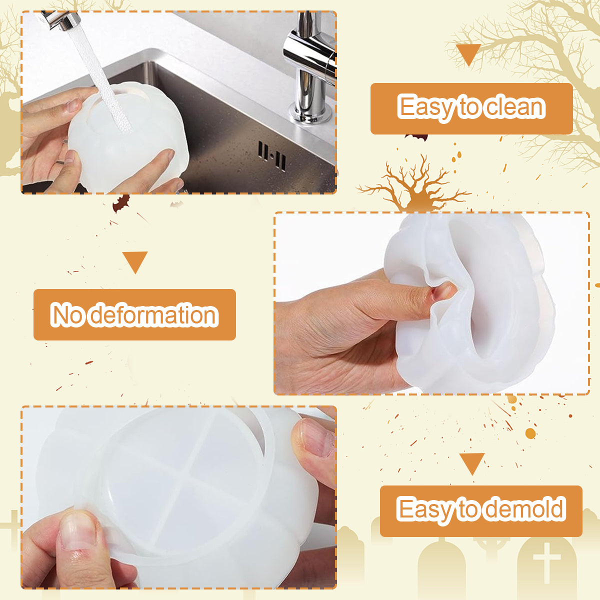 HASTHIP® Resin Jar Mold, Halloween Pumpkin Resin Jar Mold with Lid, Epoxy Molds Silicone for DIY Jewelry Storage Box, Candle Holder, Candy Container Art Craft Resin Supplies