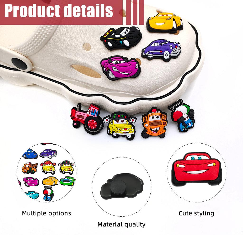 20pcs Car Shoe Charms for Clog Sandals Shoes DIY Decoration, Cartoon HyperCar Shoes Charm MegaCar PVC Race Cute Clog Pins for Boys Holiday Birthday Gifts Party Favor