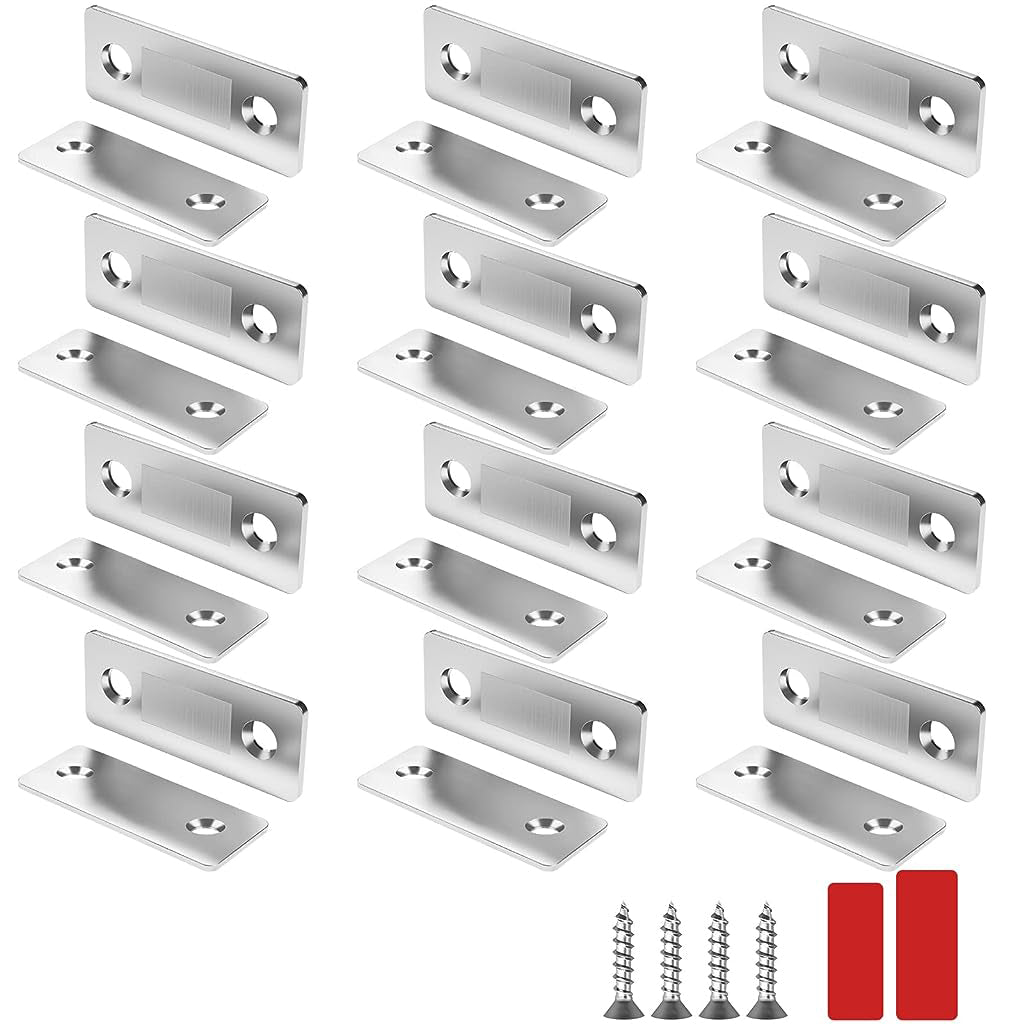 12 Pack Cabinet Magnetic Catch, Ultra Thin Magnets Door Latch, Adhesive Drawer Magnet Catch for Kitchen Door Closet Drawer Magnetic Cabinet Latch