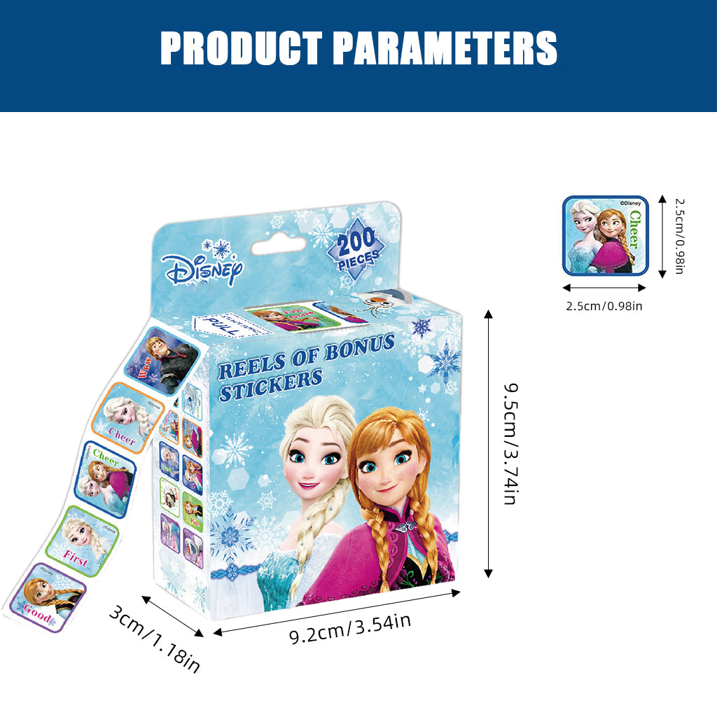 200Pcs Frozen Stickers for Kids Rewards, 0.98-inch Elsa Princess Stickers of 10 Patterns, Party Bag Fillers Boys Girls Teachers as Reward Craft Scrapbooking in Box Gift Set