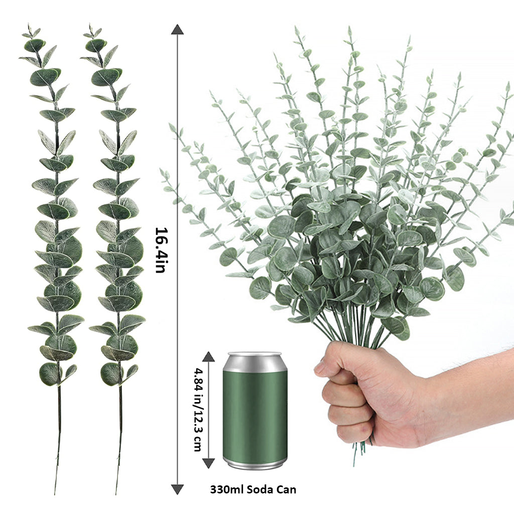 20Pcs Artificial Eucalyptus Stems Artificial Plants Home Decor, Faux Eucalyptus Leaves Greenery Branches Artificial Flowers for Decoration, Arrangement, Wedding, Home, 16" (Vase Not Included)