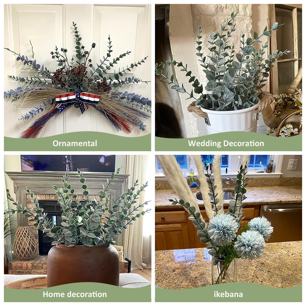 20Pcs Artificial Eucalyptus Stems Artificial Plants Home Decor, Faux Eucalyptus Leaves Greenery Branches Artificial Flowers for Decoration, Arrangement, Wedding, Home, 16" (Vase Not Included)