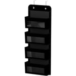 4-Shelf Over The Door Organizer, Simple Houseware Over Door/Wall Mount 4 Clear Window Pocket Organizer, Black