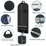 50" Garment Bag for Travel, Convertible Garment Bag with Handle, Gusseted Zippered Suit Cover with Pockets, Foldable Durable Thick Oxford Cloth Travel Suit Bag